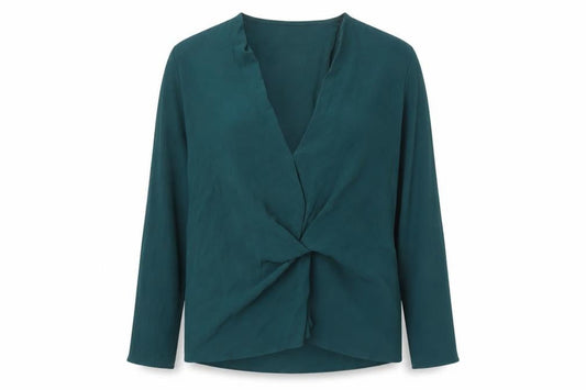 Womens UK Size 10 Topshop Green Wrap Blouse