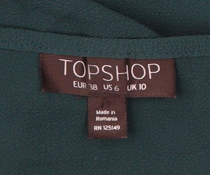 Womens UK Size 10 Topshop Green Wrap Blouse