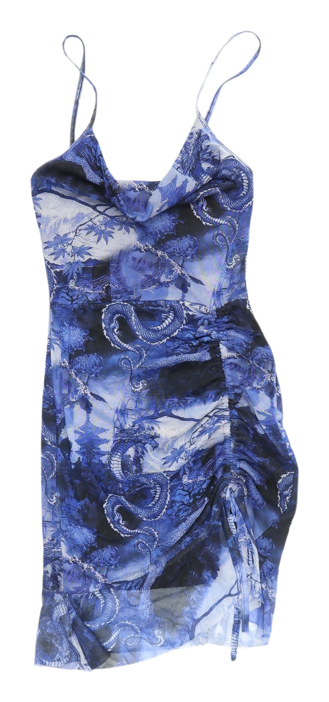 PrettyLittleThing Blue Slip Dress, Cowl Neck, Size 8, Party