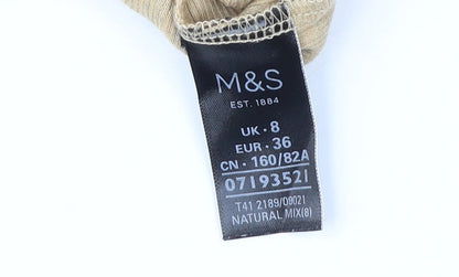 Womens UK Size 8 Marks and Spencer Beige Basic Blouse