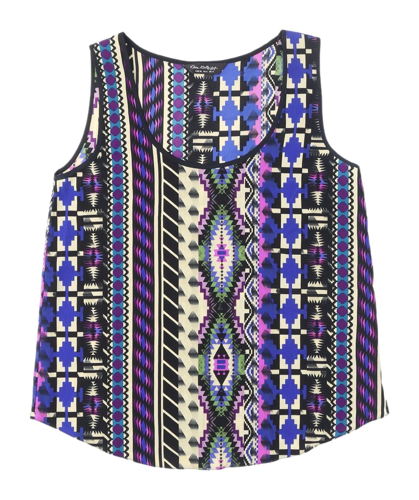 Miss Selfridge Womens Aztec Multicoloured Tank Top, Size 8