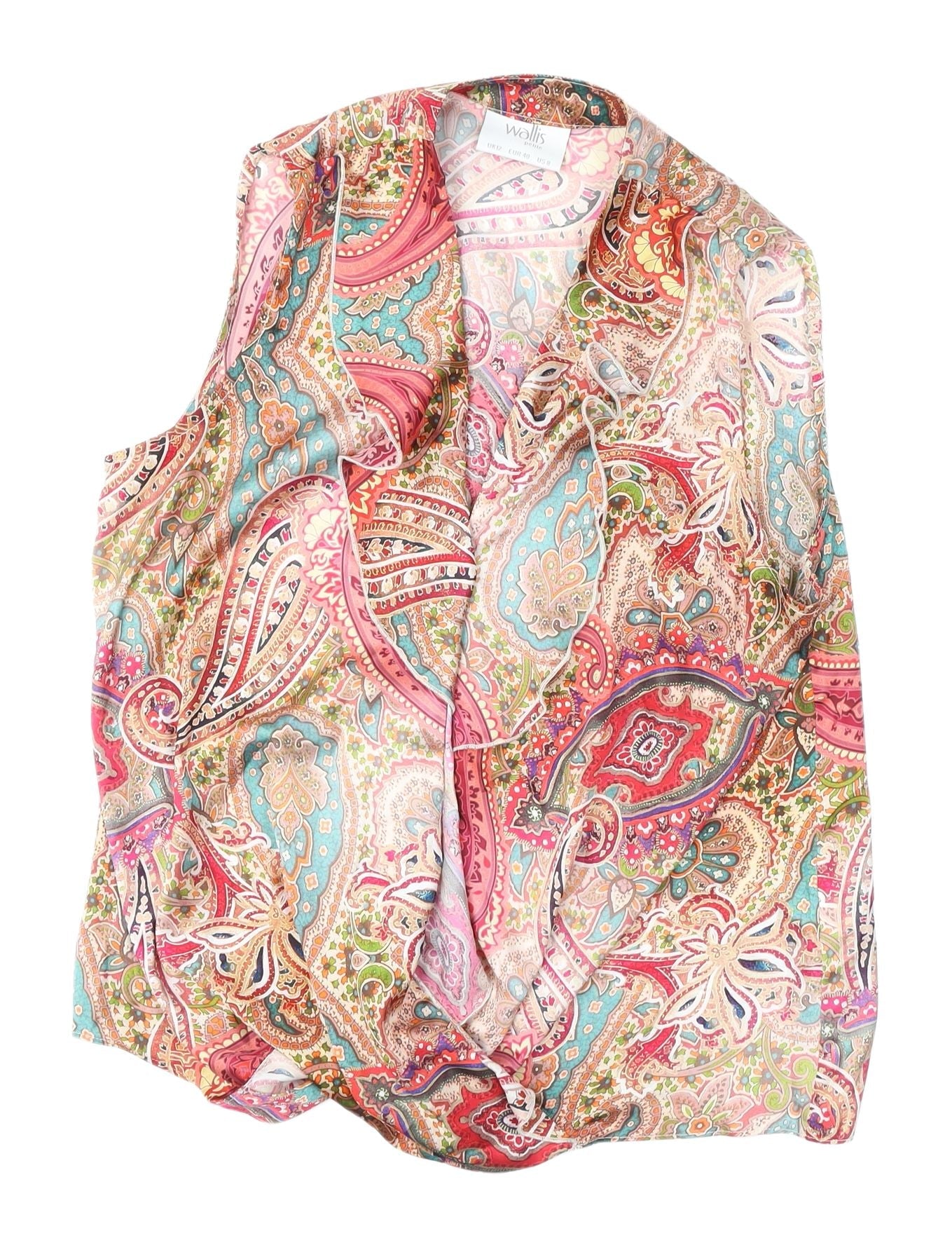 Womens UK Size 12 Wallis Multicoloured Wrap Blouse