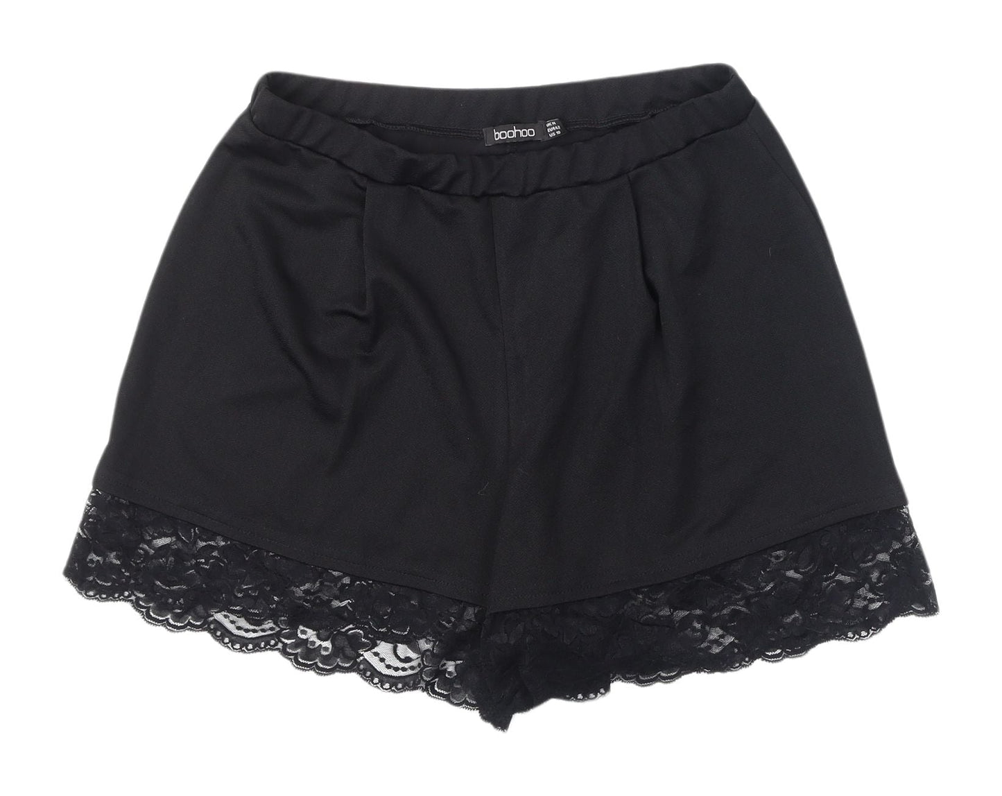 Boohoo Women's Black Lace Accent Bermuda Shorts