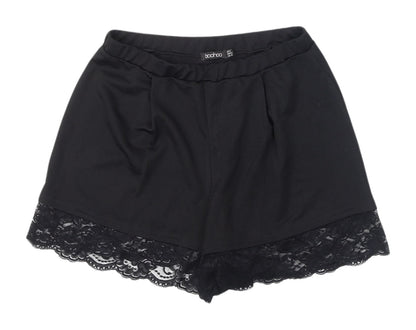 Boohoo Women's Black Lace Accent Bermuda Shorts