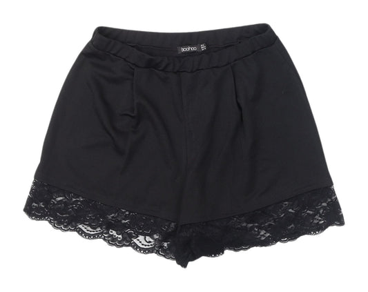 Boohoo Women's Black Lace Accent Bermuda Shorts