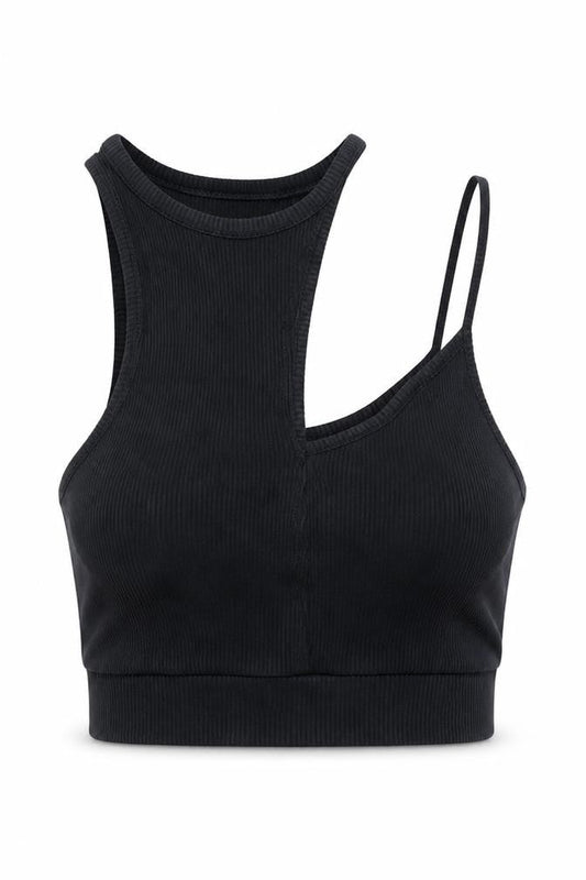 Womens UK Size XS Bershka Black Cropped Tank
