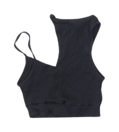Womens UK Size XS Bershka Black Cropped Tank