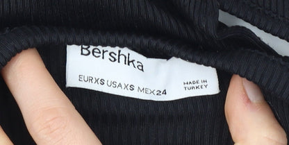 Womens UK Size XS Bershka Black Cropped Tank