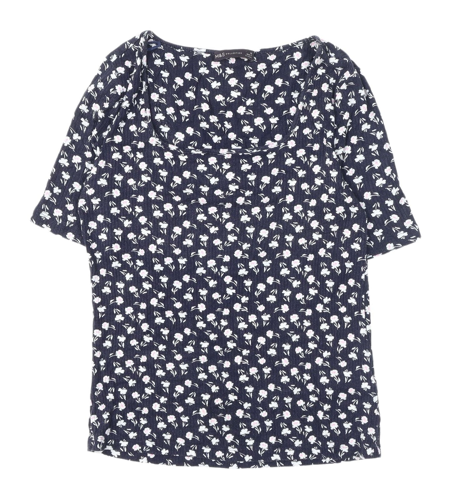 Womens UK Size 12 Marks and Spencer Blue Basic T-Shirt