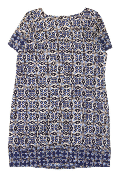 New Look Women's Blue Geometric Shift Dress, Size 14