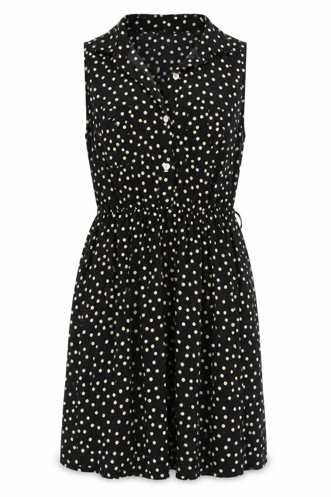 Miso Women's Black Polka Dot Shirt Dress - S