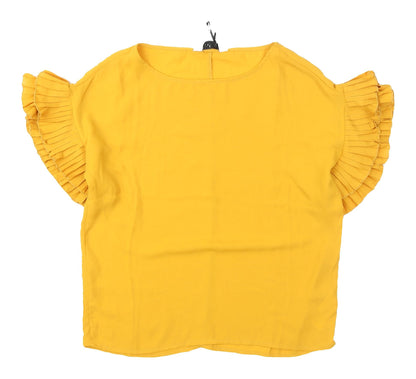 Avon Women's Yellow Ruffle Blouse, Size 6, Casual Summer Top