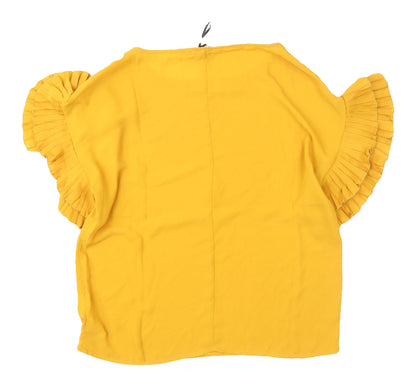 Avon Women's Yellow Ruffle Blouse, Size 6, Casual Summer Top