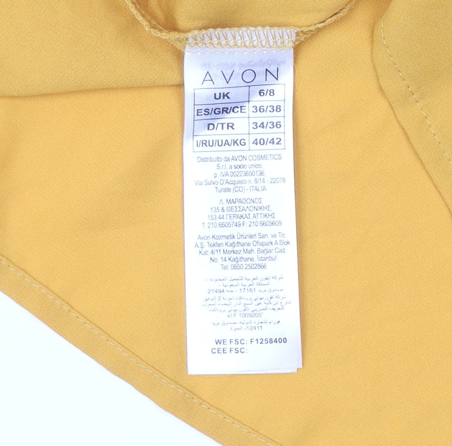 Avon Women's Yellow Ruffle Blouse, Size 6, Casual Summer Top