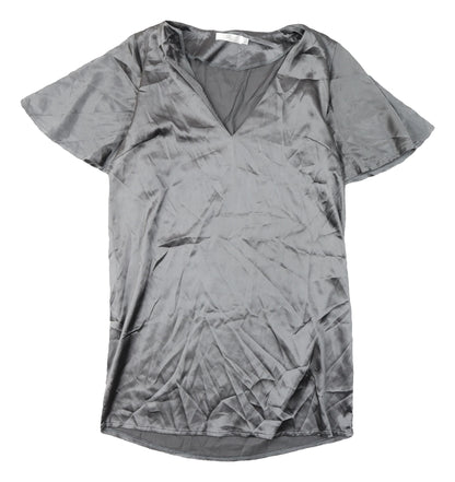 Missguided Women's Grey V-Neck Short Sleeve Dress