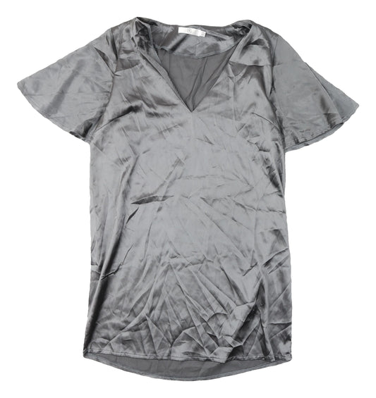 Missguided Women's Grey V-Neck Short Sleeve Dress