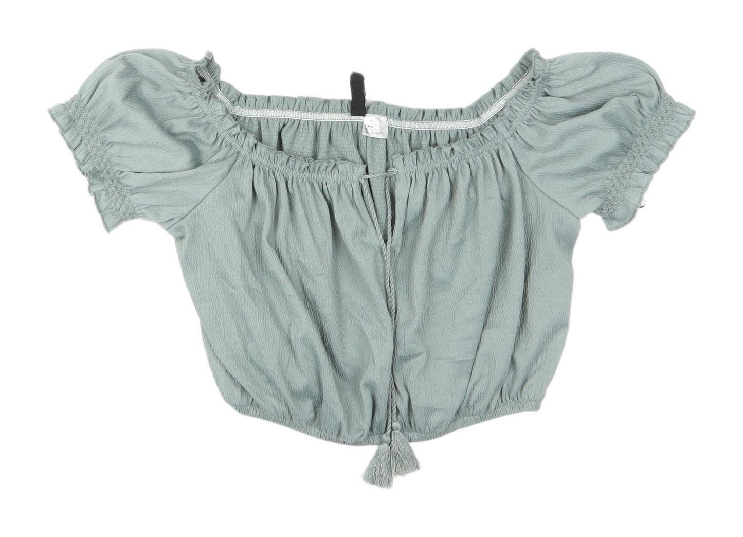 Womens UK Size S H&M Green Cropped Blouse