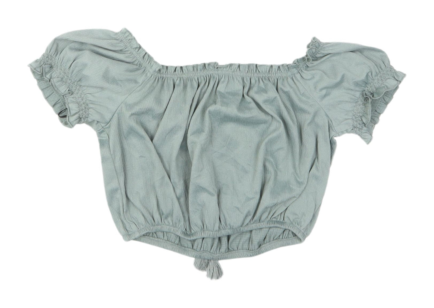 Womens UK Size S H&M Green Cropped Blouse