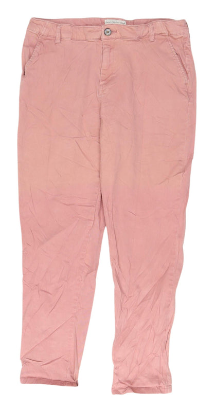 F&F Women's Pink Cropped Jeans, Size 12, Button Accent