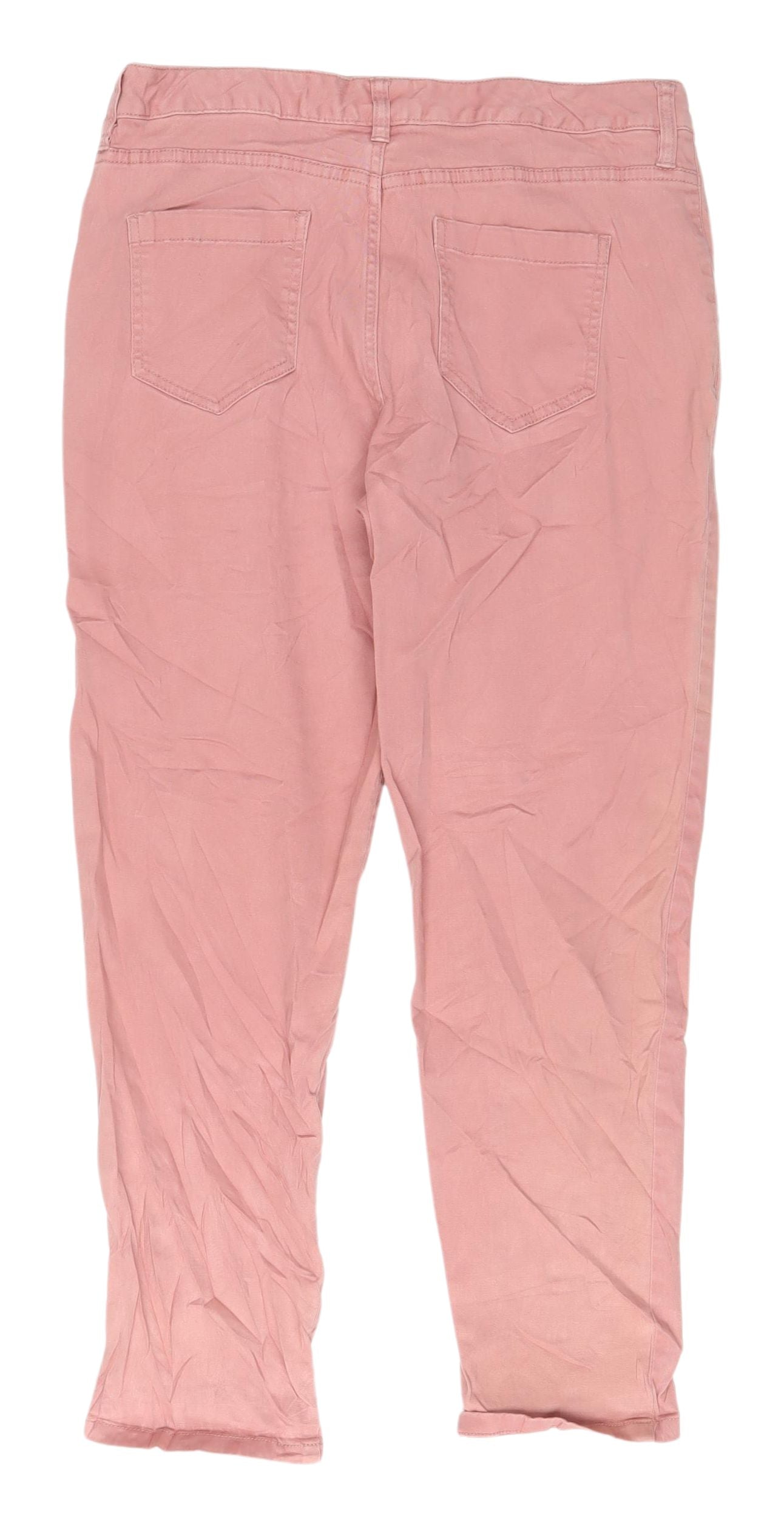 F&F Women's Pink Cropped Jeans, Size 12, Button Accent