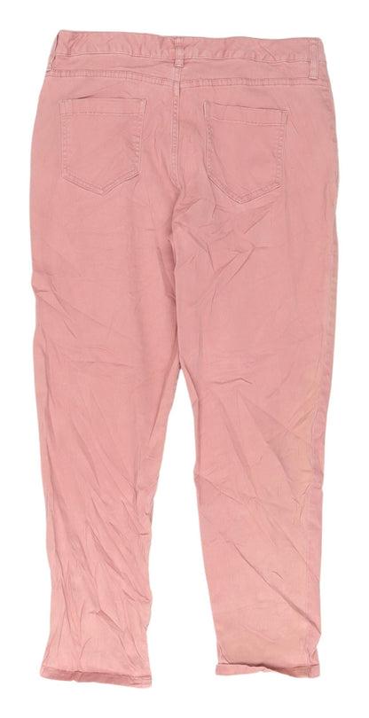 F&F Women's Pink Cropped Jeans, Size 12, Button Accent