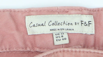 F&F Women's Pink Cropped Jeans, Size 12, Button Accent