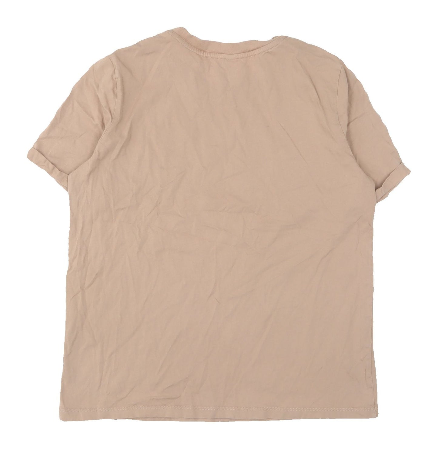 Womens UK Size M Pieces Beige Basic T-Shirt