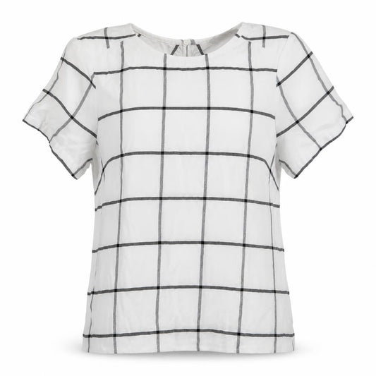 Marks and Spencer White Check T-Shirt UK 10, Women's