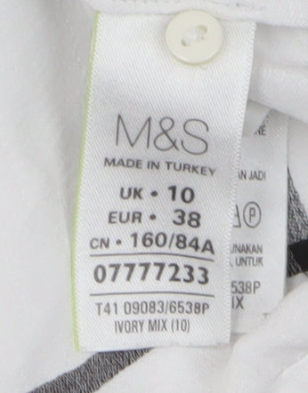 Marks and Spencer White Check T-Shirt UK 10, Women's