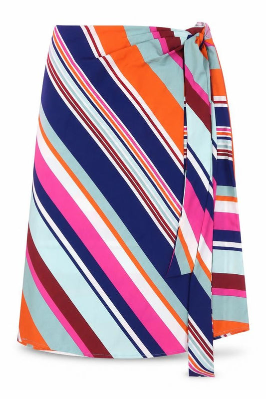 V by Very Multicoloured Striped Wrap Skirt, Size 14