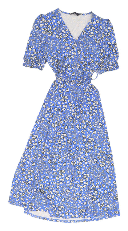Marks and Spencer Blue Animal Print Wrap Dress Size 6