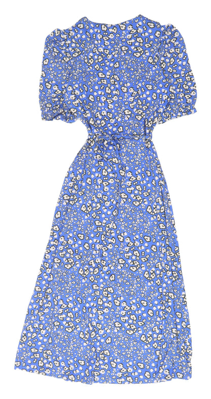Marks and Spencer Blue Animal Print Wrap Dress Size 6