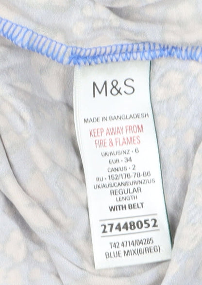 Marks and Spencer Blue Animal Print Wrap Dress Size 6