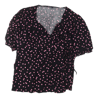Womens UK Size 24 Marks and Spencer Black Wrap Blouse