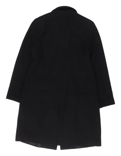 London Eye Women's Black Double-Breasted Overcoat Size 12