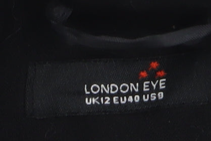 London Eye Women's Black Double-Breasted Overcoat Size 12