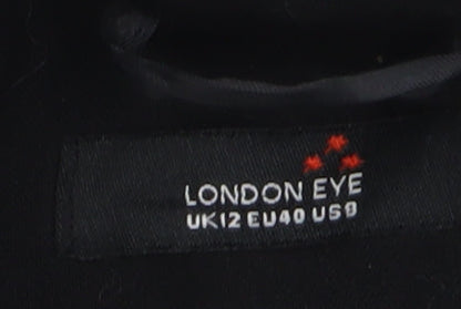 London Eye Women's Black Double-Breasted Overcoat Size 12