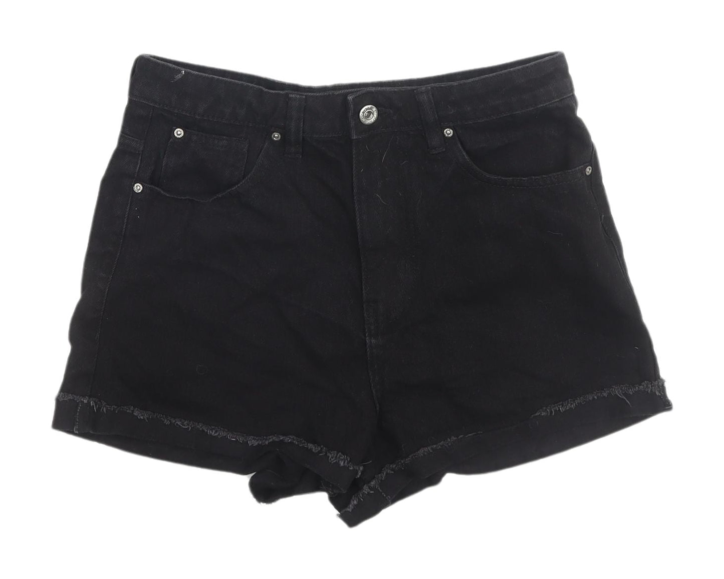 Boohoo Women's Black Cut-Off Denim Shorts