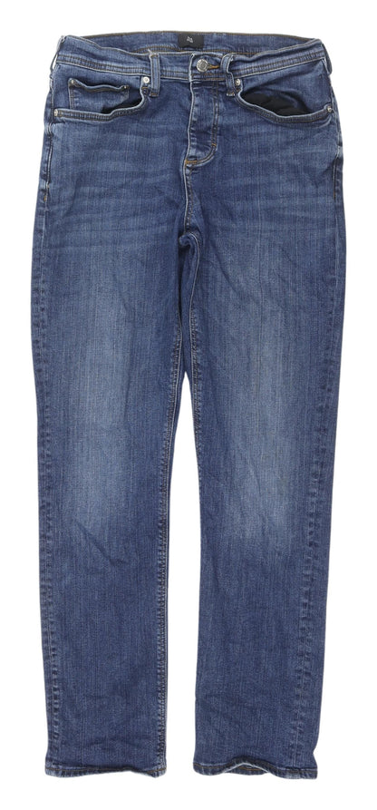 Mens UK Size 30 River Island Regular Fit Straight Blue Jeans