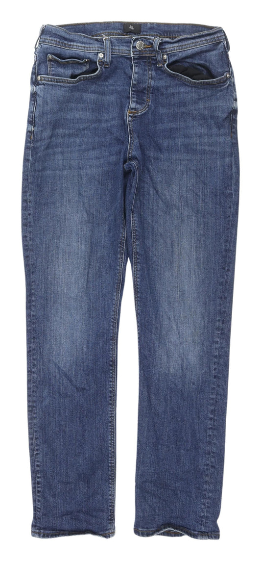 Mens UK Size 30 River Island Regular Fit Straight Blue Jeans