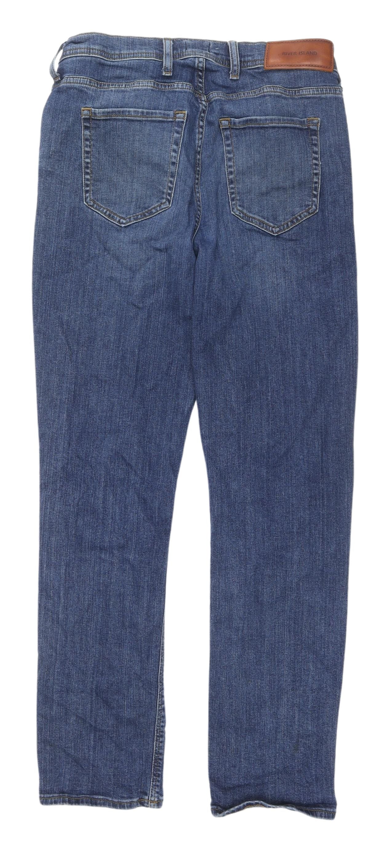 Mens UK Size 30 River Island Regular Fit Straight Blue Jeans