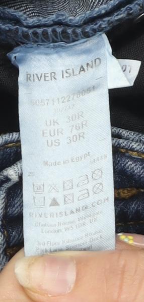 Mens UK Size 30 River Island Regular Fit Straight Blue Jeans
