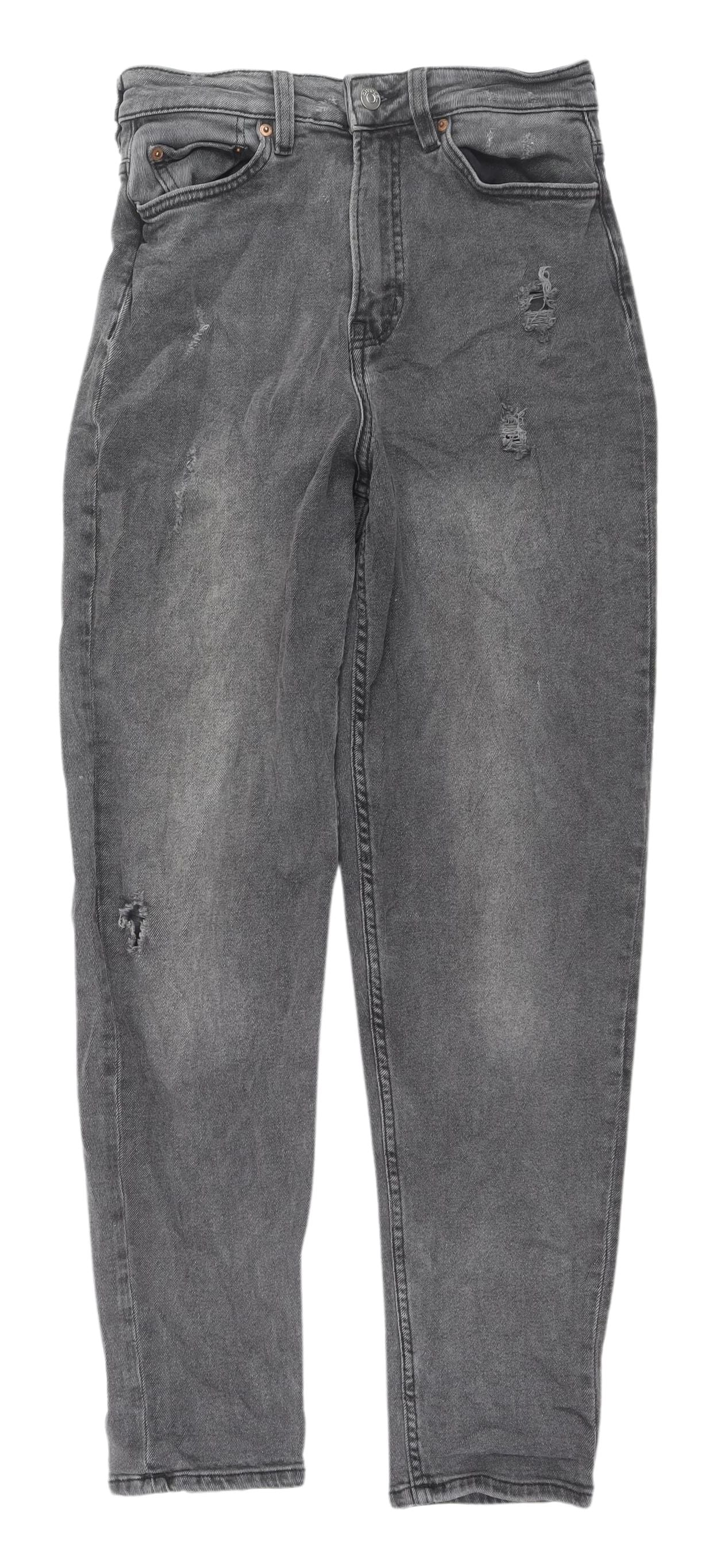 Womens UK Size 10 H&M Relaxed Fit Straight Grey Jeans