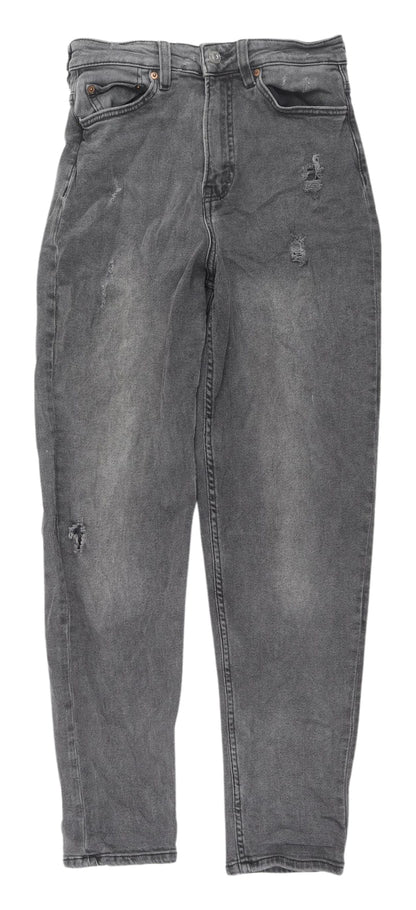 Womens UK Size 10 H&M Relaxed Fit Straight Grey Jeans