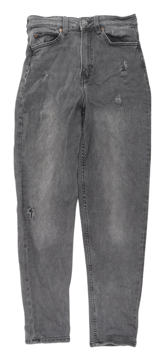 Womens UK Size 10 H&M Relaxed Fit Straight Grey Jeans