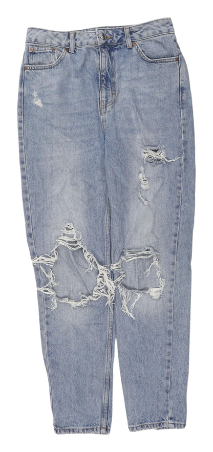 Topshop Women’s Blue Distressed Mom Jeans Size 10