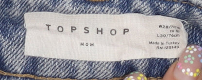 Topshop Women’s Blue Distressed Mom Jeans Size 10