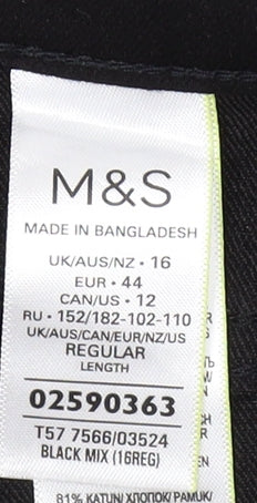 Womens UK Size 16 Marks and Spencer Regular Fit  Black Jeans