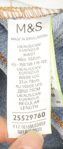 Marks and Spencer Men's Blue Straight Jeans 40