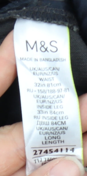 Marks and Spencer Men's Black Corduroy Trousers Size 32